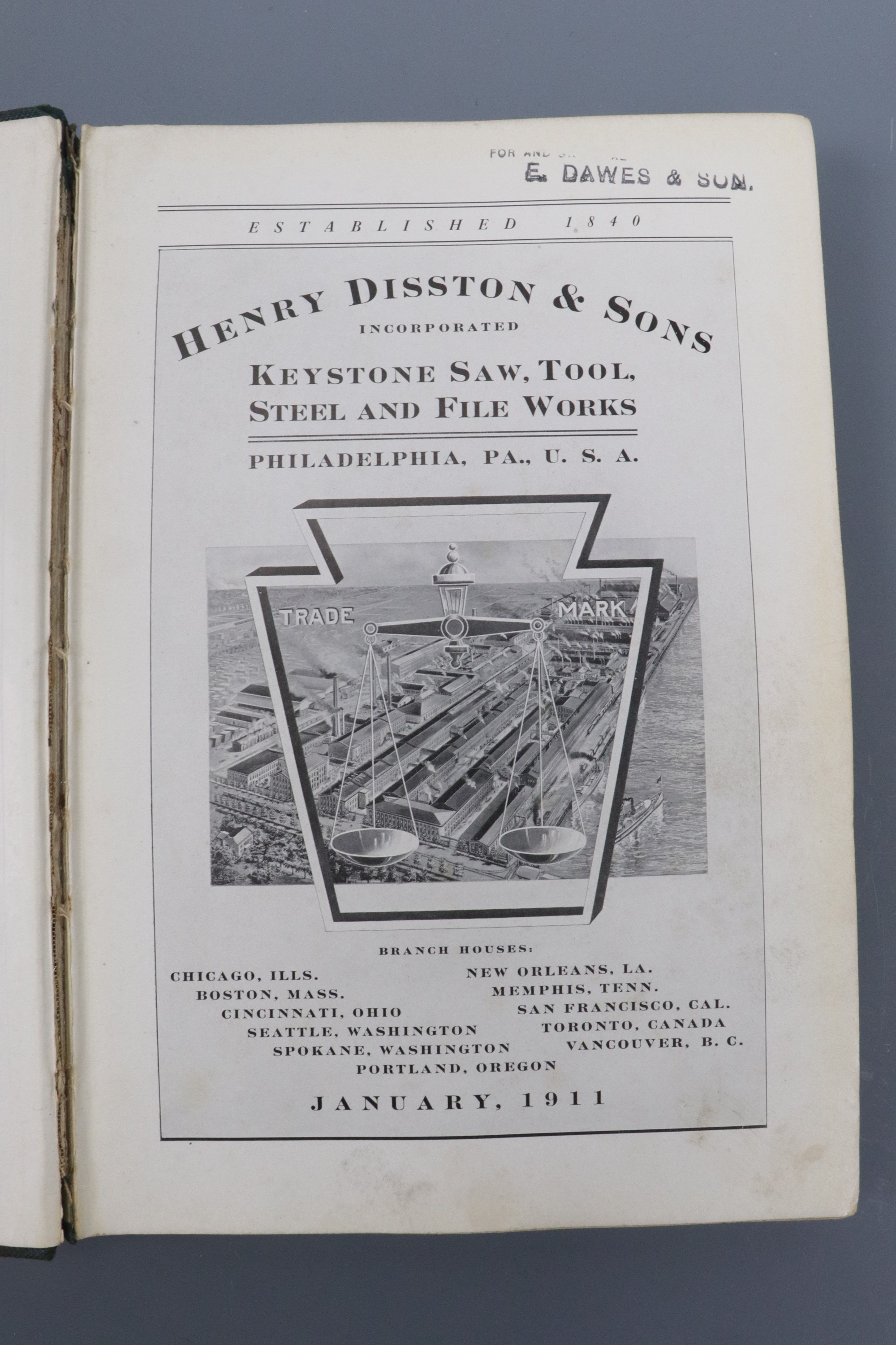 A 1911 tool catalogue of Henry Disston & Sons incorporated, Keystone Saw, Tool, Steel and File - Image 2 of 3