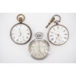 A Victorian silver key-wound pocket watch, a silver crown-wound pocket watch and an Ingersoll