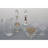 An Edinburgh crystal decanter, A Dartington water jug, a sherry decanter and six glasses etc.