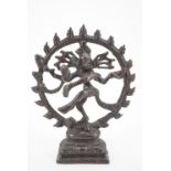 An Indian bronze Hindu Shiva Nataraja idol, 14 cm