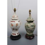 Two oriental style table lamps, 44 cm high