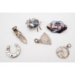 Vintage white-metal charms and novelties including a Charles Horner silver charm in the form of a