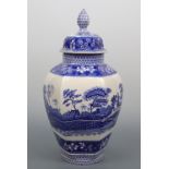 A large Spode blue tower lidded jar, 39 cm high