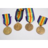 Four various Victory medals to 57906 Pte T E Sandford, Devon R; M2-180842 Pte W C Foster, ASC; G-
