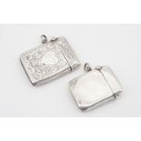 An Edwardian silver fob Vesta case decorated in an engraved pattern of ivy leaves centred by a