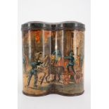 A Huntley and Palmers biscuit tin celebrating the work of British firemen, quatrefoil section,