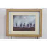 Colin Ashby (Contemporary) Pastel view of silhouetted First World War soldiers walking in single