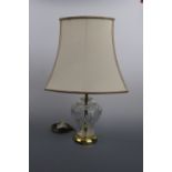 A glass table lamp and shade, 57 cm high