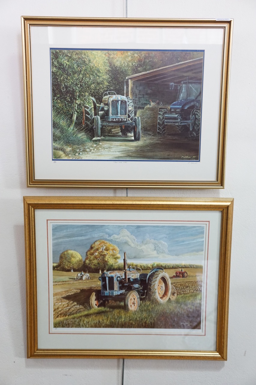 Two limited edition P. Oliver tractor prints; Autumn Glory and New Old, 56 x 46 cm