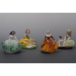 Four Royal Doulton figurines; tallest 10 cm Picnic HN 230, Golden Days HN 2274, Fragrance HN 3220,