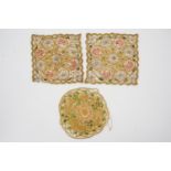 Three vintage goldwork embroidery doilies