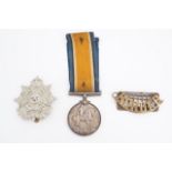 A British War Medal to 241453 Pte J Storey, Border Regiment, together with a cap badge and