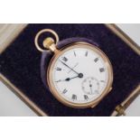 A 1920s 9 ct gold pocket watch, the movement numbered D7706 and bearing an Ordnance / War Office