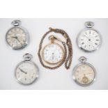 An early 20th Century Waltham and four mid 20th Century pocket watches