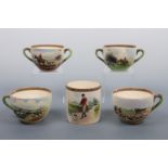 Five Copeland hunting pattern cups (all a/f)