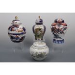 A gold Imari lidded jar, 26 cm high, a Shibata lidded jar, 24 cm high, a Wedgwood Chinese Legend