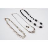 Vintage costume necklaces, including a paste Riviera necklace, a mid 20th Century diamante necklace,