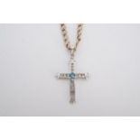 A precious white metal pendant cross, stamped 375, on a 9 ct gold curb link neck chain, 2.5 g