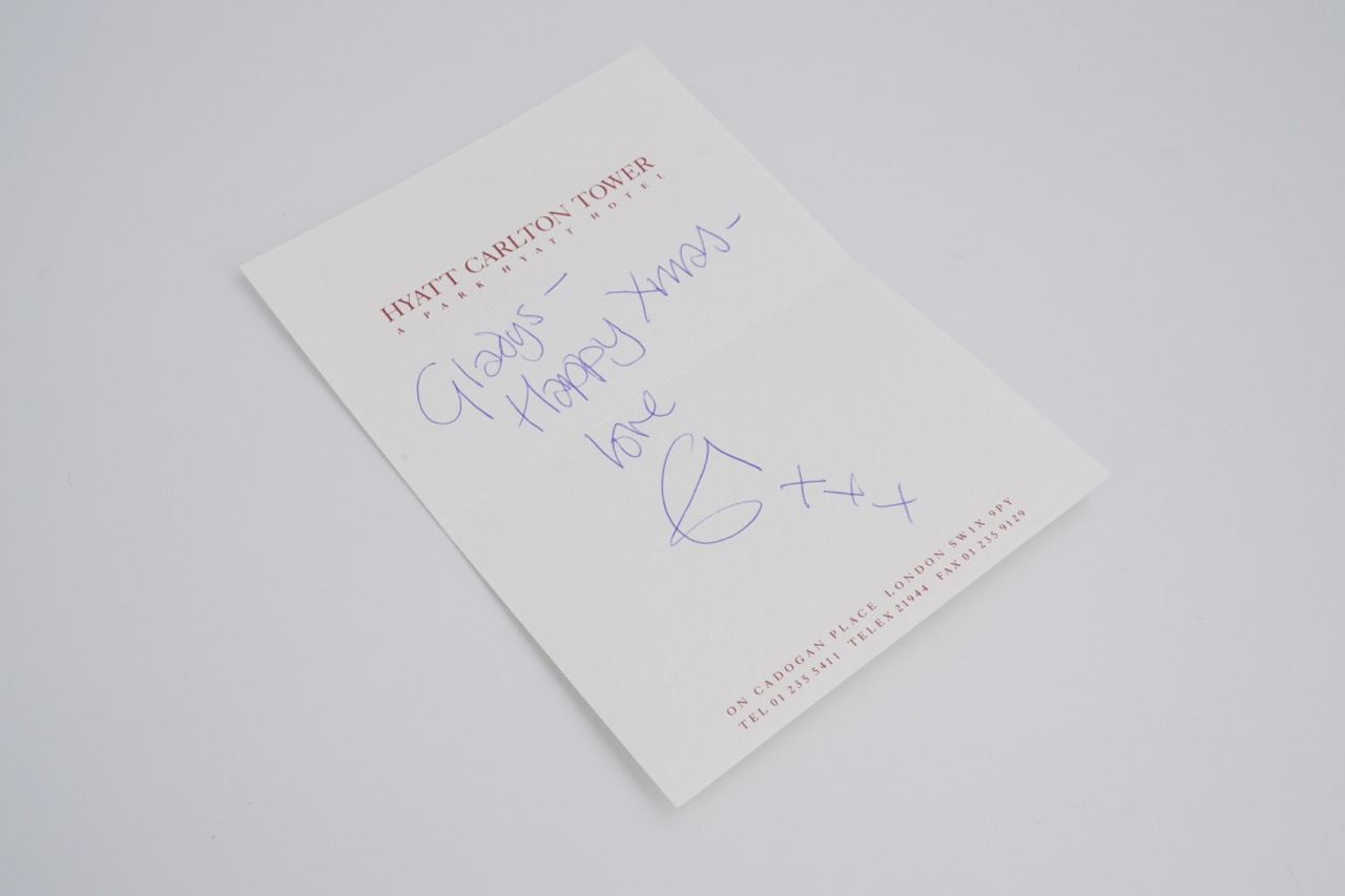 An autograph note on hotel stationery from Eric Clapton to a member of his management