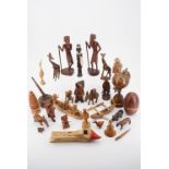 African and other carved wooden figures, nested wooden oviform boxes, Black Forest type