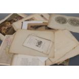 A quantity of antique ephemera including early English and German book plates depicting biblical