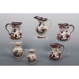 Six Mason's Mandalay jugs, tallest 17 cm high