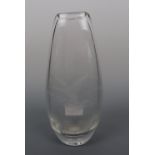 A Kosta etched tear drop vase, 21 cm high