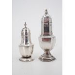 Two early 20th Century silver pepperettes of diminutive stature, tallest 8.5 cm