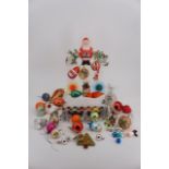Mid 20th Century kitsch Christmas tree baubles and decorations