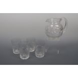 A Edinburgh Crystal cut glass lemonade or water set for four, jug 16 cm