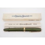 A 1950s Conway Stewart 76 fountain pen in green herringbone pattern celluloid, with original