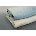 A pair of early 20th Century duck egg blue single bed spreads, each approximately 220 x 200 cm (a/