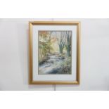 J*** M*** Turner (20th Century) Beamish Burn, watercolour view downstream of the rushing waters,