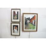 Margaret Walsh (20th Century) Three street views depicting Carlisle's old lanes, watercolour, two 41