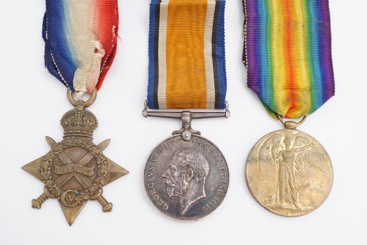 A 1914-15 Star, British War and Victory medals to 168465 S STH CPL J R Mark, RFA