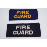 Two Second World War Home Front Fire Guard brassards