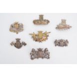 Seven Great War battlefield / town sweetheart brooches