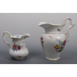 A 19th Century Meissen jug and ewer, hand enamelled with floral sprays, gilt-enriched, 29 cm and