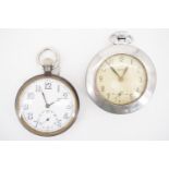 An early 20th Century Swiss blued-steel pocket watch together with a 1950s Smiths watch and case