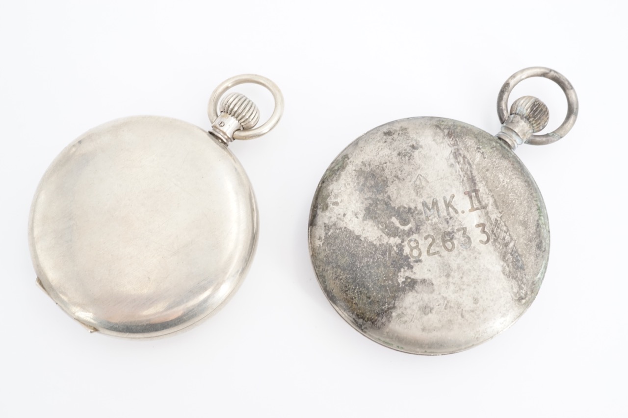 A British military GS Mk II pocket watch together with a Hyspa stopwatch - Image 2 of 2