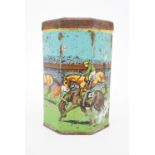 An early 20th Century advertising tin for Lyons Tea The Grand National Drink, of octagonal