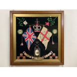 A Victorian 2nd Battalion Border Regiment wool work embroidery incorporating a photograph and