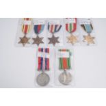 Six Second World War campaign medals together with a reproduction Air Crew Europe medal