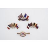 Four Great War Allied flags patriotic brooches