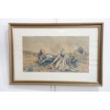 (19th Century) Study of a wounded First World War French soldier being tended to by a nurse in the