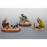 Three Border Fine Art figurines; Found Safe A0602, Taking No Notice A0194 and Fruit Fun A1630