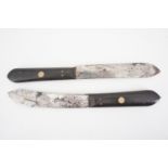 Two mid 19th Century ebony-handled knives by Farmer of Colchester, 25 cm [White's Directory of Essex