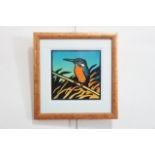 Christopher Wormell (Contemporary) Kingfisher, limited edition linocut print, pencil signed to the