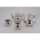 An electroplate four-piece Georgian style tea and coffee service