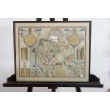 A reproduction of John Speeds 1610 map of Cumberland, in Hogarth frame